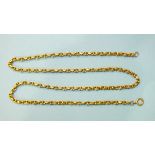 A gold fancy-link neck chain, (part of a guard chain), 44.5cm, 9.6g, unmarked, tests as 18ct gold,