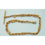 A 9ct gold watch chain of fancy links, 35cm long, 37g.