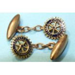 A pair of 9ct gold Rotary International cufflinks, boxed, 5.9g.