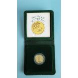 A 1980 proof sovereign, encapsulated in Royal Mint box.