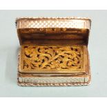 A Victorian silver rectangular vinaigrette by George Unite, the scroll-moulded rim around an