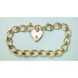 A 9ct gold fancy-link bracelet with padlock clasp, 15g.