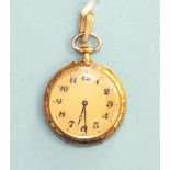 A lady's Continental 18ct gold pocket watch by Golay Fils & Stahl, the gilded face with Arabic
