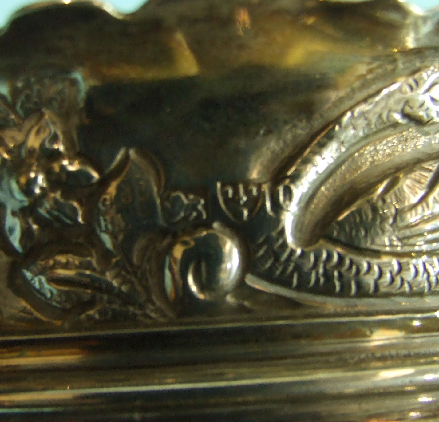 A late-Victorian sugar bowl embossed-overall with swans and pigs, on lion mask and paw feet, 11. - Image 3 of 3