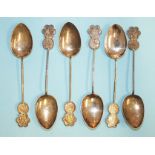 A set of six Hong Kong silver coffee spoons.