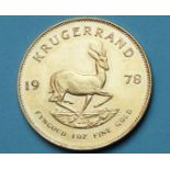A 1978 1oz fine gold krugerrand.