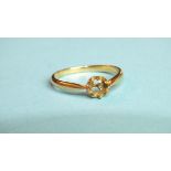 A gold ring, (setting vacant), French marks for 18ct gold, size Q, 2.5g.