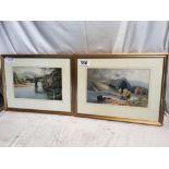 2 W C PAINTINGS G HELLAWELL AULD BRIG & LOCH LOMOND (FRAMES AF)