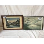 2 JAPANESE W C PAINTINGS