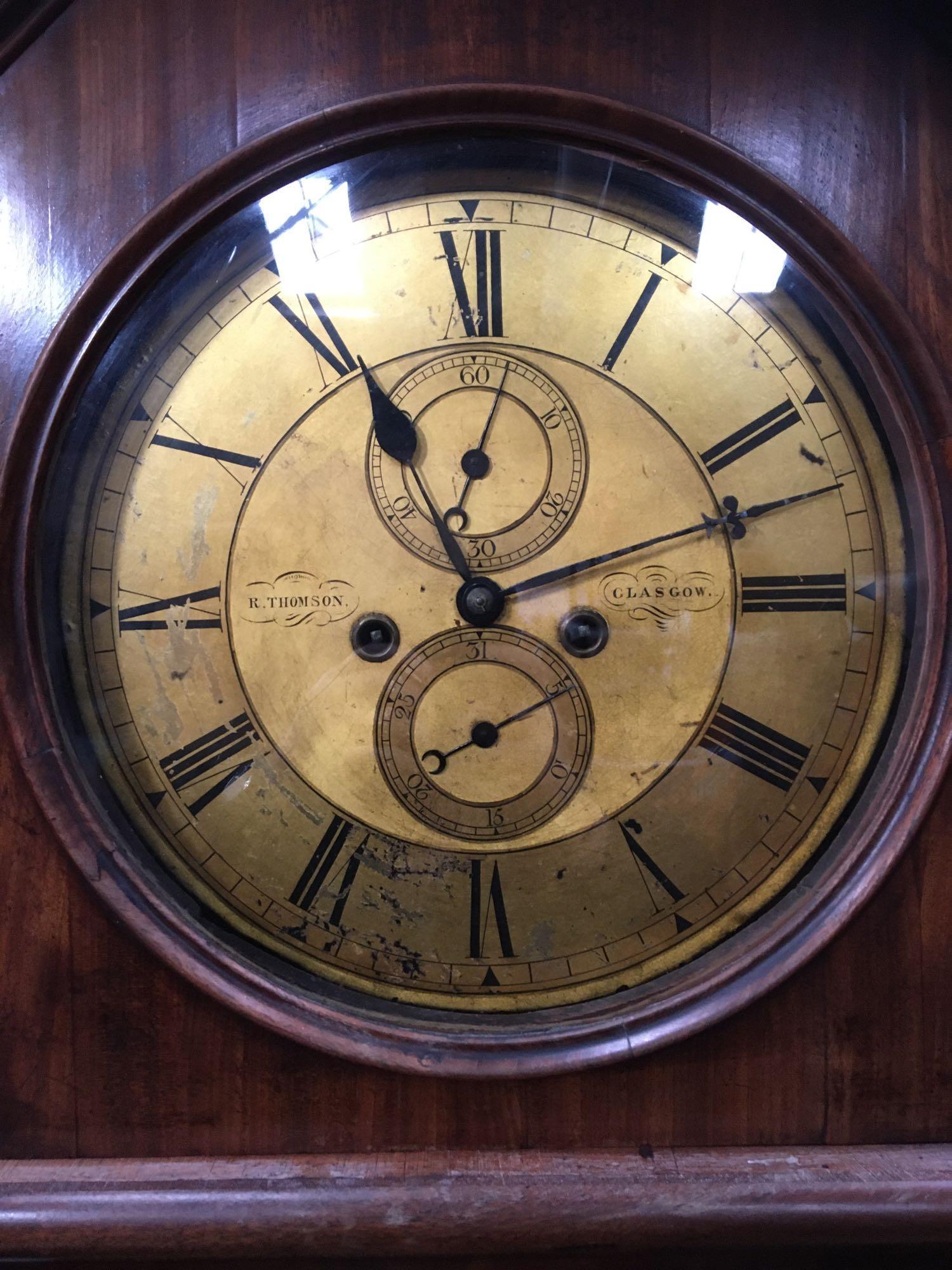 BRASS DIAL GRANDFATHER CLOCK R THOMSON GLASGOW (AF) - Image 2 of 3