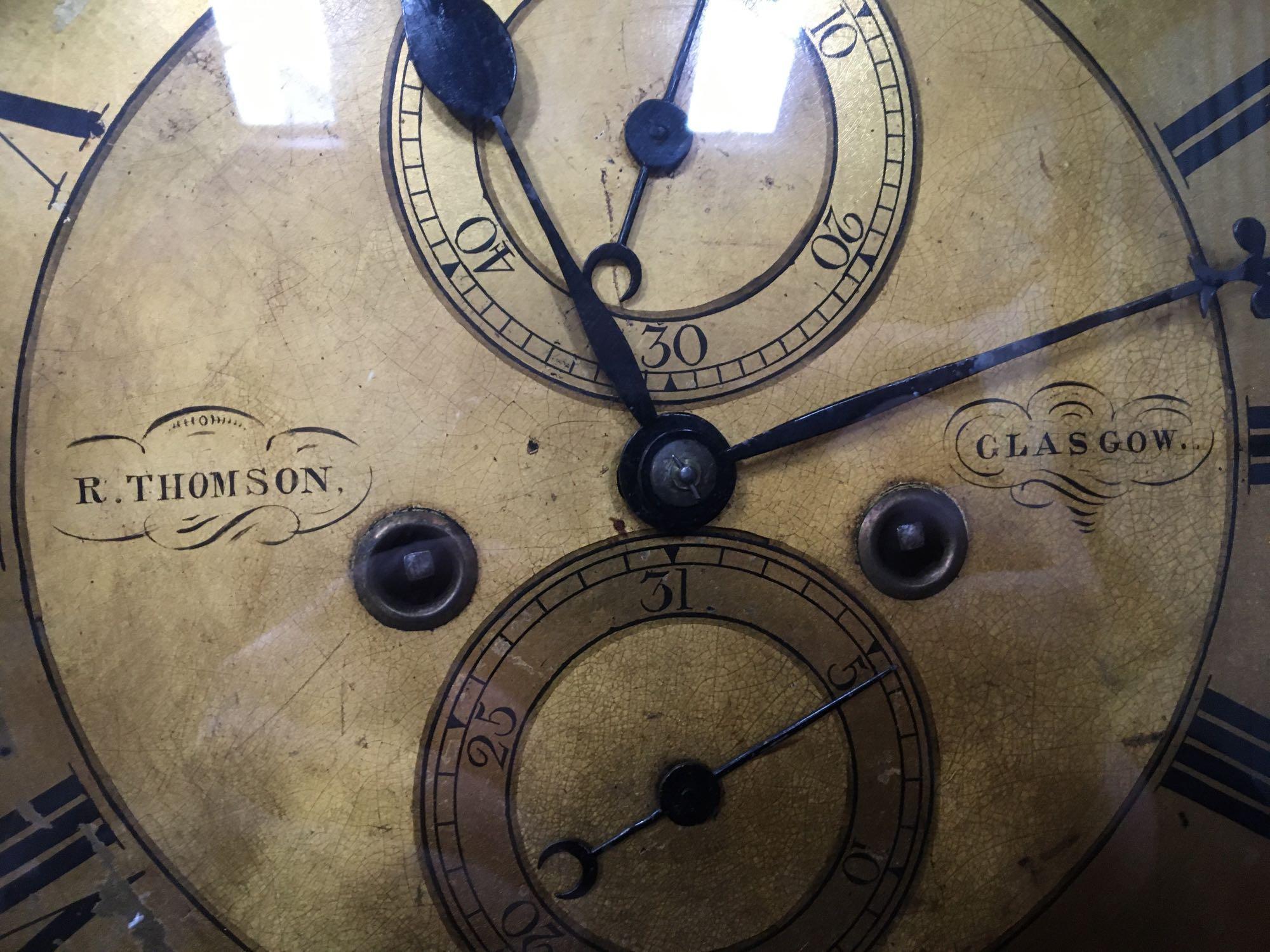 BRASS DIAL GRANDFATHER CLOCK R THOMSON GLASGOW (AF) - Image 3 of 3