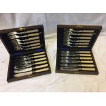 2 CASED SETS E P FISH CUTLERY