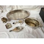 SILVER PLATED TRAY & PLATED ITEMS