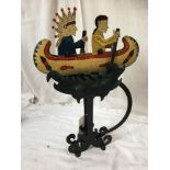 FRENCH ROCKING TOY- INDIANS IN CANOE