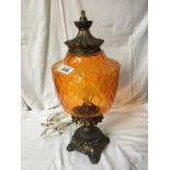 BRASS LAMP WITH ORANGE SHADE