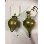 2 BRASS PLUMB BOBS