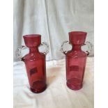 2 CRANBERRY GLASS VASES