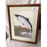 FRAMED PRINT LEAPING SALMON