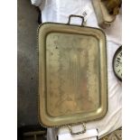 LARGE EPNS ENGRAVED TRAY STAMPED 1953 ON BASE SIZE 61 x 46 CMS