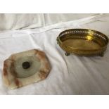 BRASS TRAY & MARBLE ASHTRAY