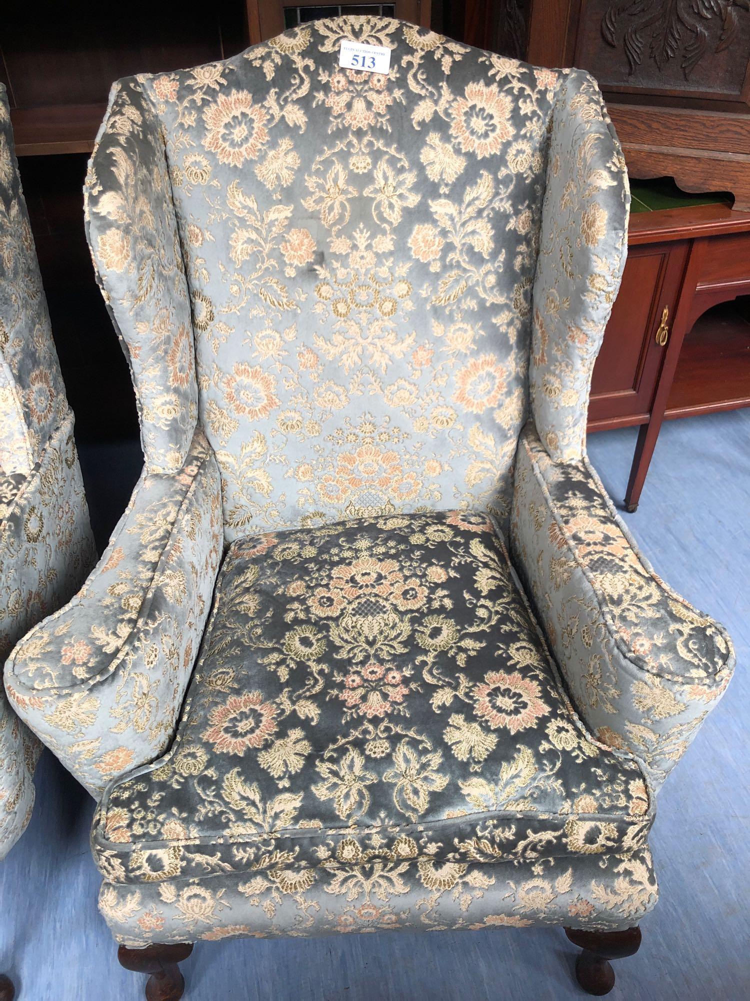 2 WING BACK EASY CHAIRS - Image 3 of 4