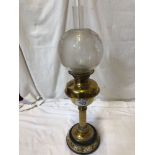 BRASS OIL LAMP- SHADE CHIPPED (AF)