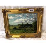 OIL PAINTING HAMLET SUSSEX BY P HAYWARD