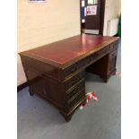 REPRO LEATHER TOP PEDESTAL DESK (AF)