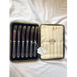 SHEFFIELD SILVER 1916 J S CASED SET BUTTER KNIVES