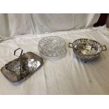 2 E P DISHES & CRYSTAL BOWL