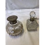 2 SILVER TOPPED PERFUME BOTTLES