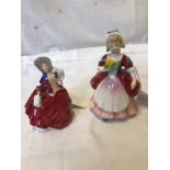 2 SMALL ROYAL DOULTON FIGURINES VALERIE 2107 AUTUMN BREEZES 2176