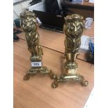 PAIR BRASS FIRE DOGS