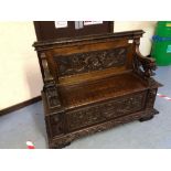 ITALIAN WALNUT CARVED SETTLE