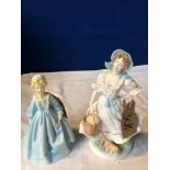 2 ROYAL WORCESTER FIGURES THE MILKMAID & GRANDMOTHERS DRESS