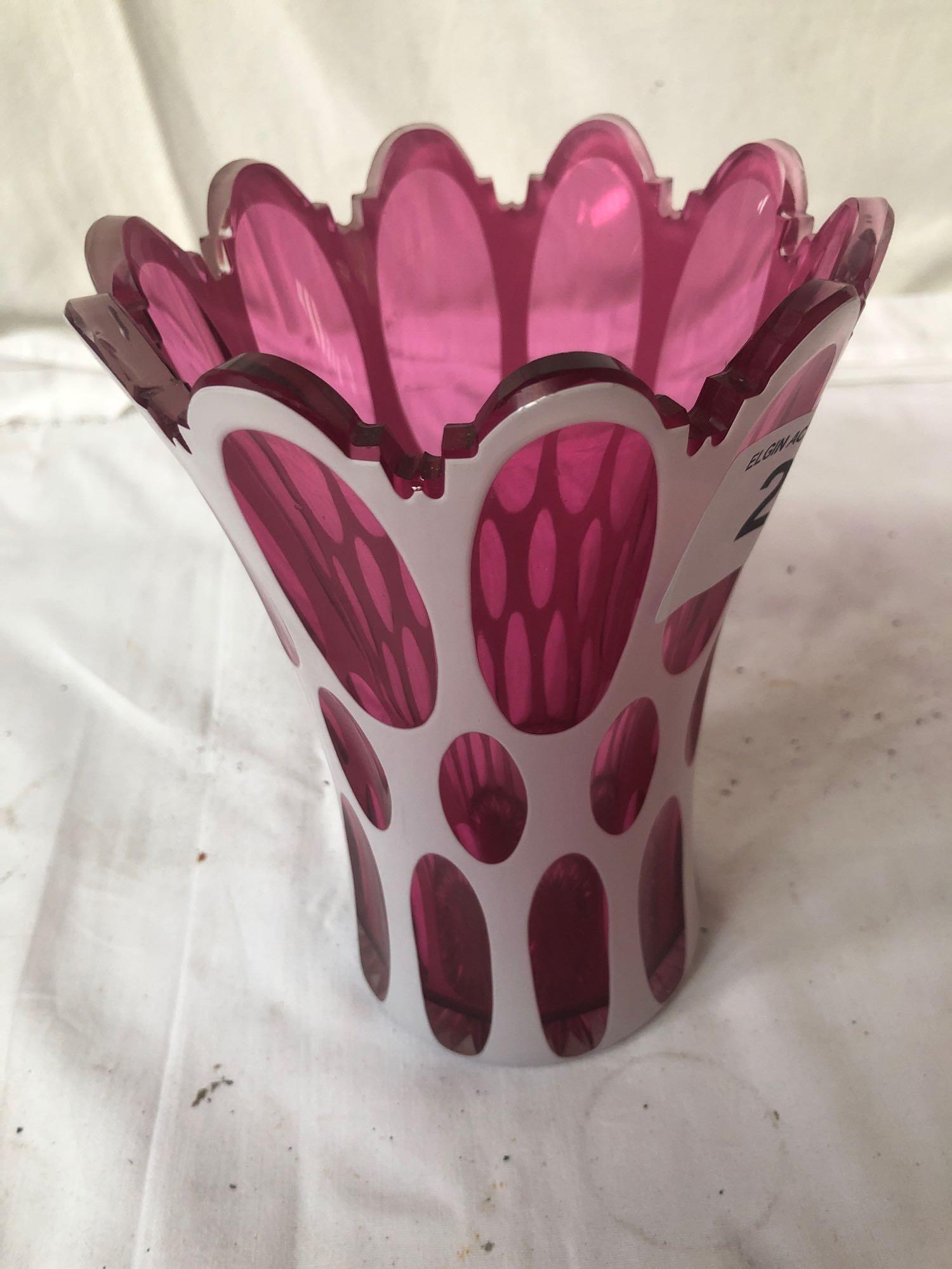 BOHEMIAN CRANBERRY GLASS VASE