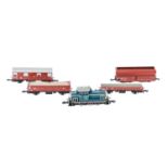 MÄRKLIN mini-club Diesellok und 4 Güterwagen, Spur Z,bestehend aus Diesellok 8804, BN 260 789-3, L