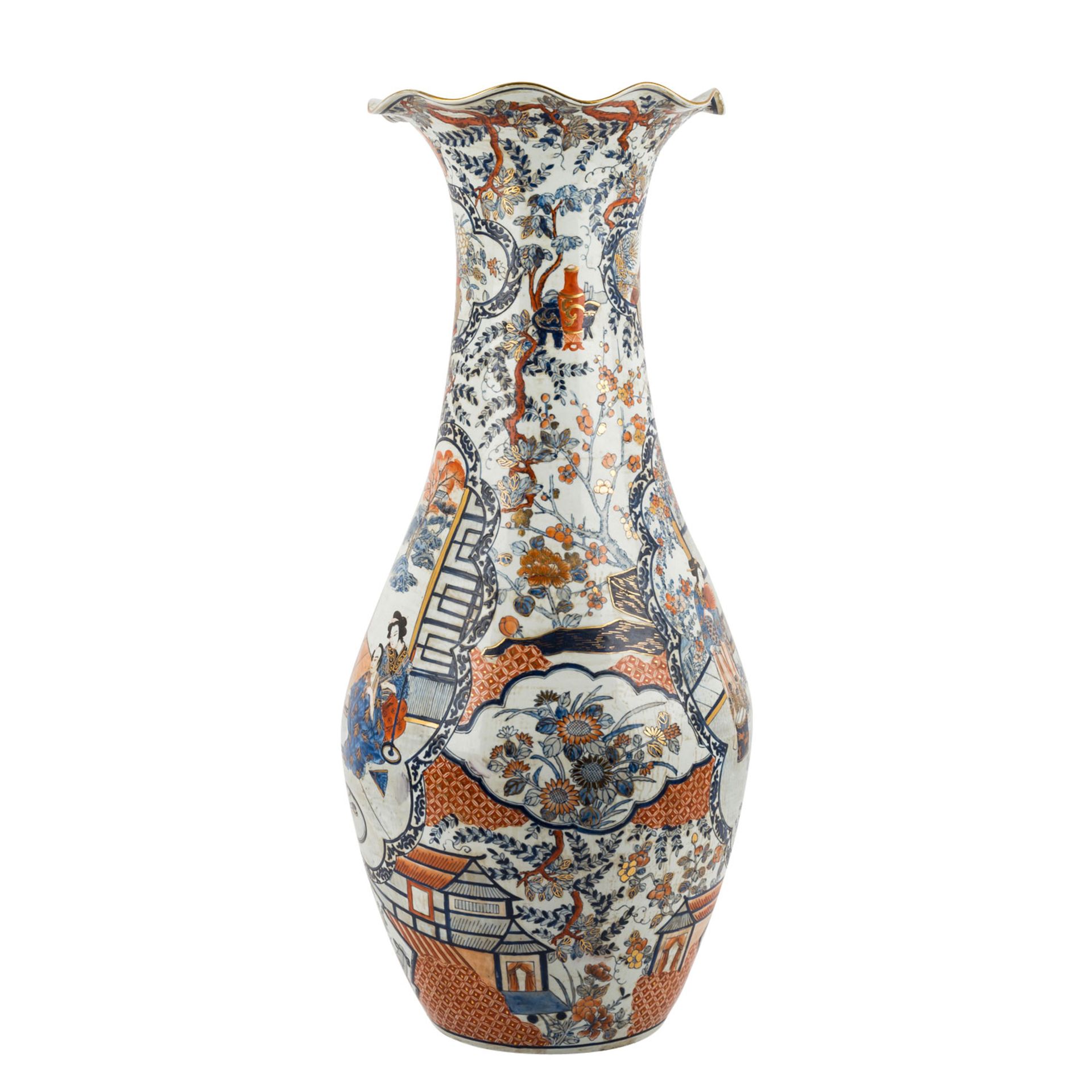 Dekorative Bodenvase im Imari-Stil.H: ca. 90 cm. GebrauchsspureImari style floor vase. Height: 90 - Bild 4 aus 5