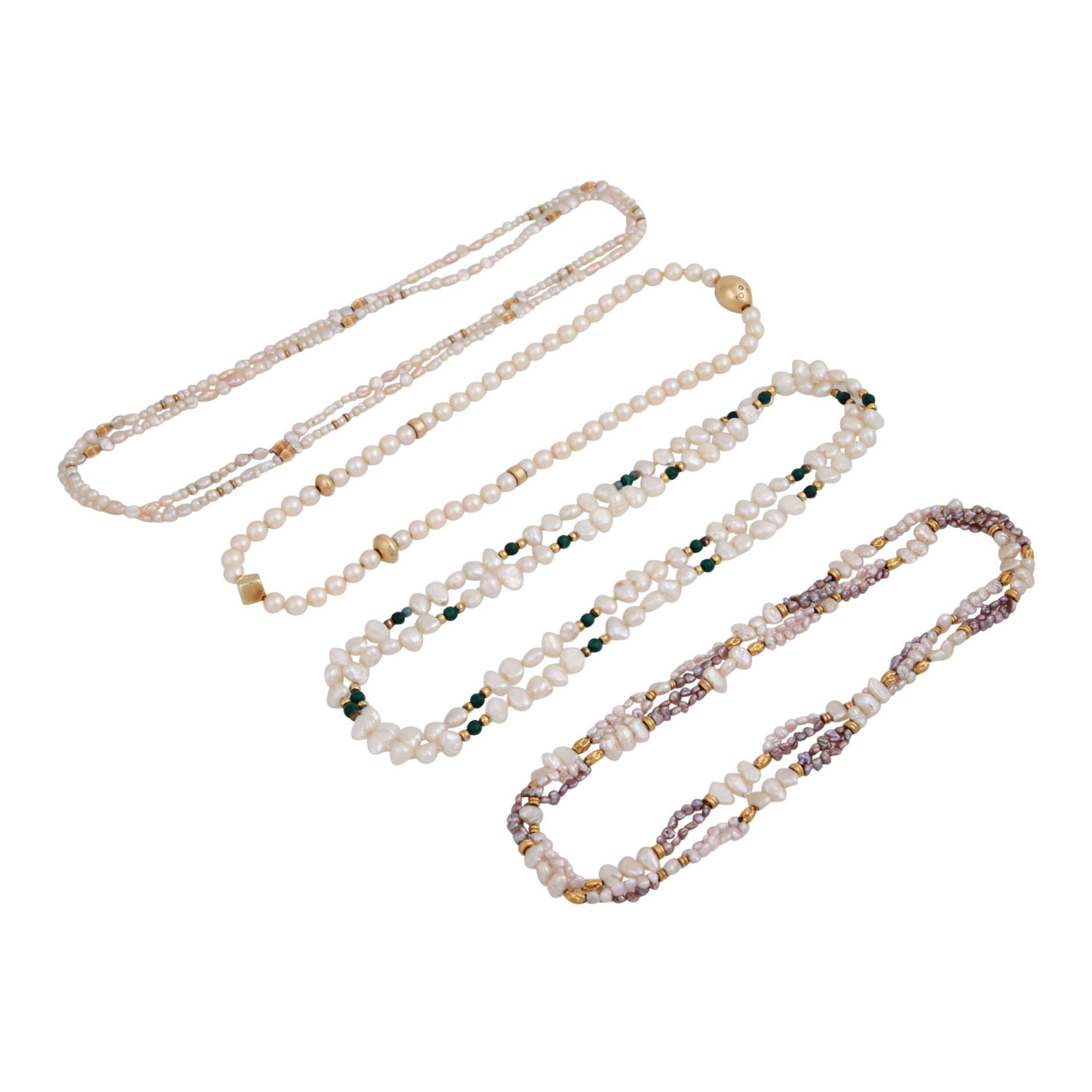 Konvolut aus 9 Perlenketten und 1 Armbandmit 3 Schließen aus GG/WG 18K, 1 Schließe und 3x - Image 4 of 4