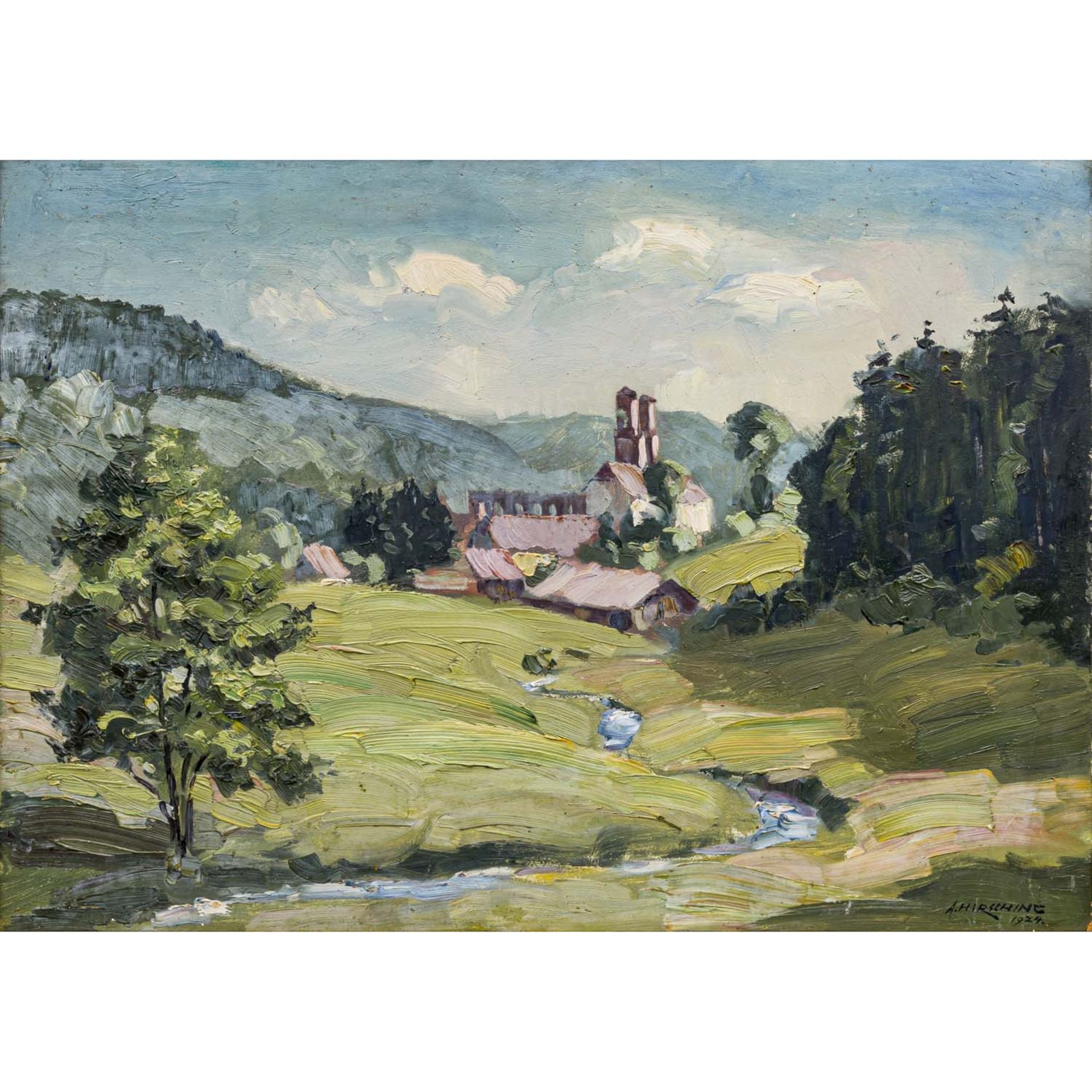 HIRSCHING, AUGUST (1889-1962), "Burgruine in Bergtal",Bodenseeumgebung, u.re. signiert und datiert