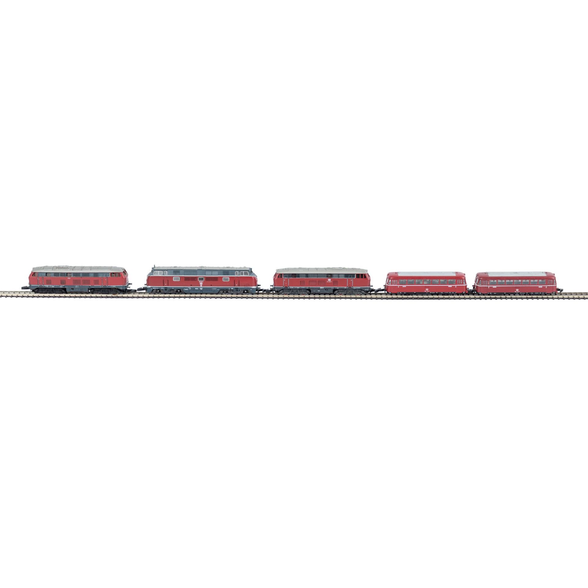 MÄRKLIN mini-club 5tlg. Konvolut Dieselloks und Schienenbusse, Spur Z,bestehend aus Diesellok BN 221 - Bild 2 aus 2