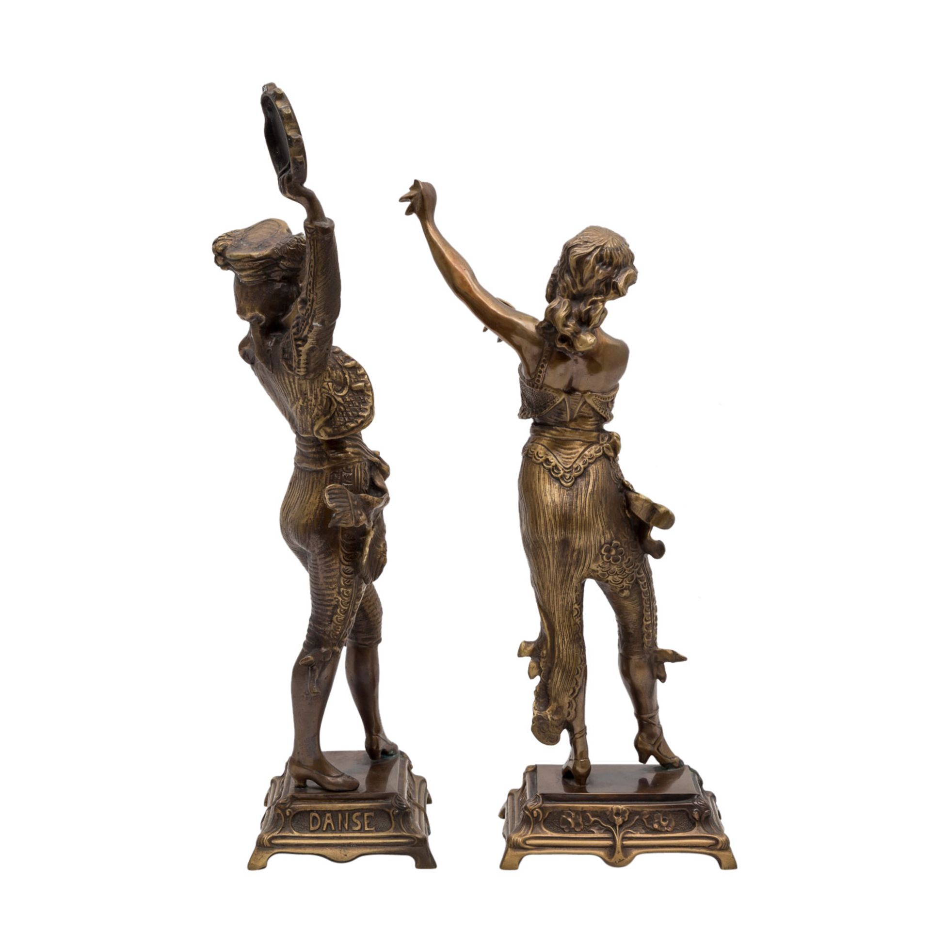 BILDHAUER 19./20. Jh., Paar allegorische Figuren "Musique" & "Danse",Bronze, vollplastische - Image 3 of 4