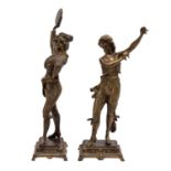 BILDHAUER 19./20. Jh., Paar allegorische Figuren "Musique" & "Danse",Bronze, vollplastische