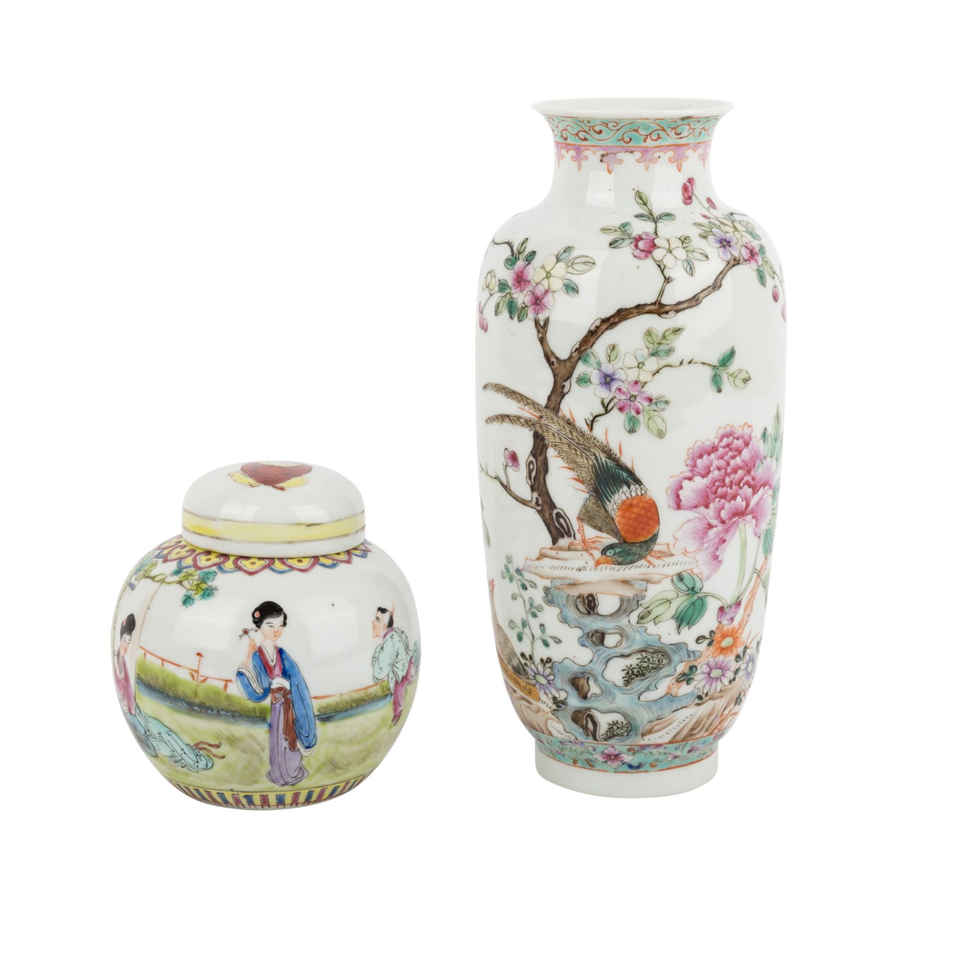 Konvolut: 8-tlg.. ASIEN.Vase aus Porzellan, H: 23 cm; Teedose aus Porzellan, H: 11,5 cm; blau- - Bild 2 aus 5