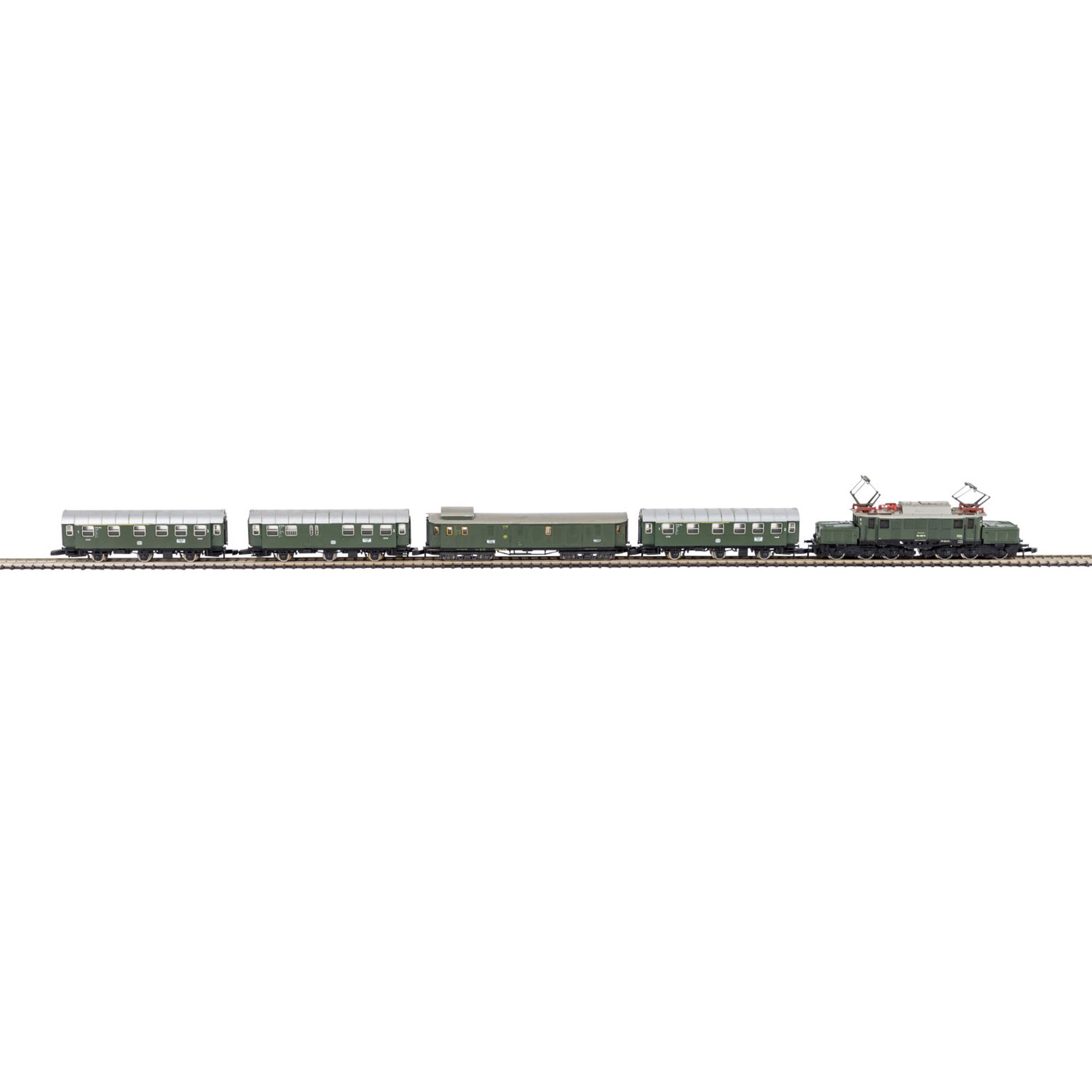 MÄRKLIN mini-club Konvolut E-Lok 8822 und 4 Personenwagen, Spur Z,Deutsches Krokodil, BN 194 080- - Bild 2 aus 2