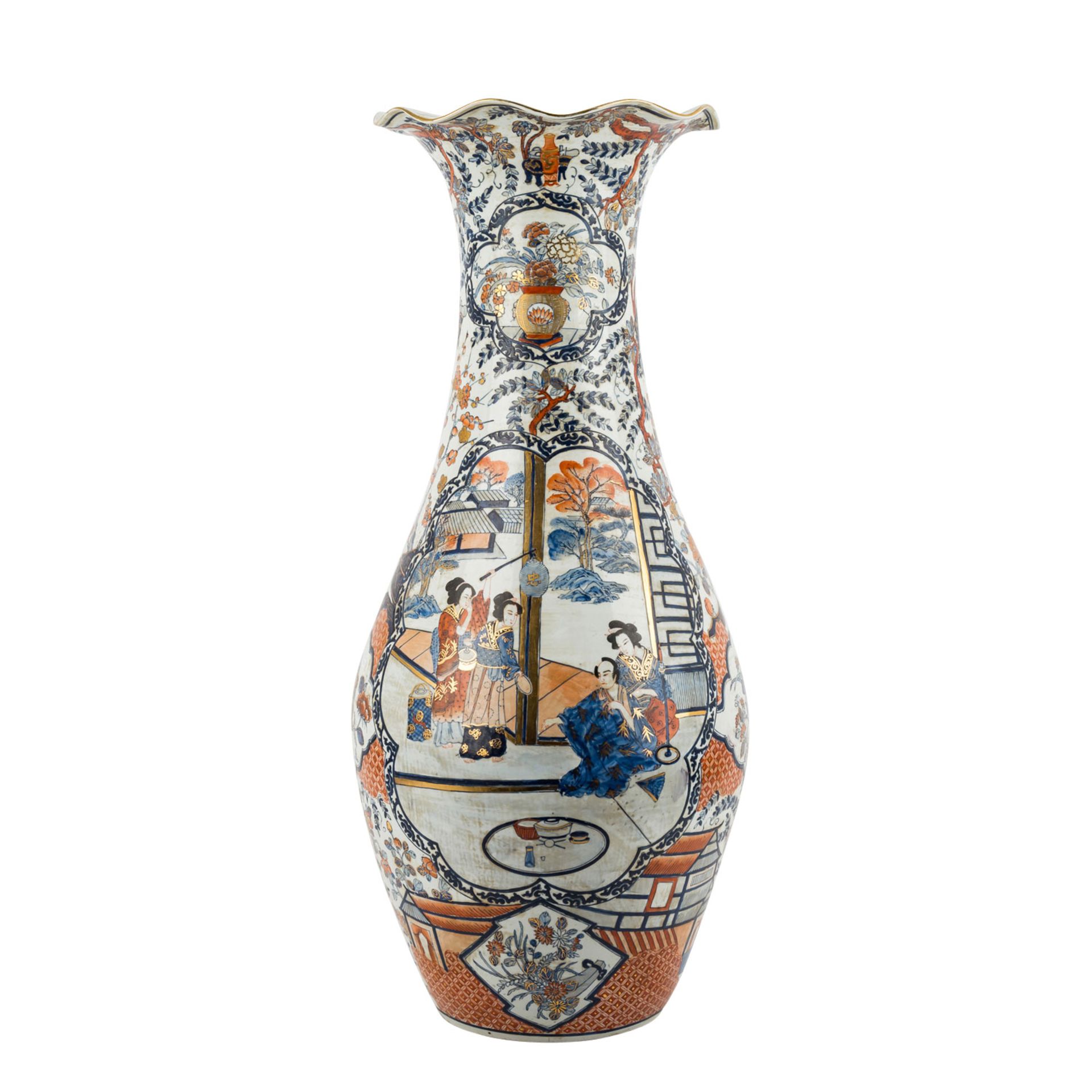 Dekorative Bodenvase im Imari-Stil.H: ca. 90 cm. GebrauchsspureImari style floor vase. Height: 90 - Bild 3 aus 5