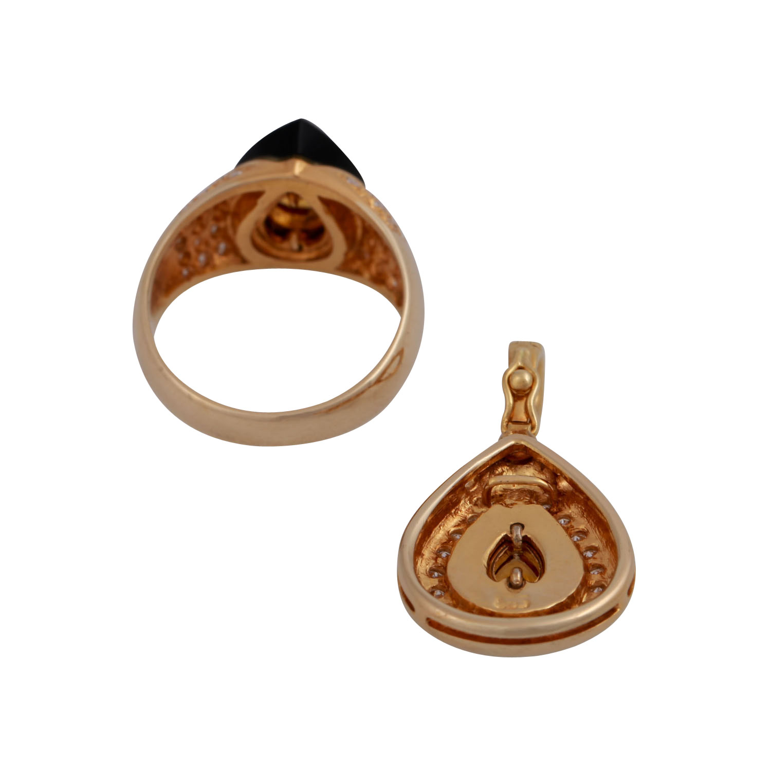 Schmuckset Ring und Anhänger mit Diamanten, zus. ca. 0,4 ct,im Brillant- und Achtkantschliff von - Image 4 of 4