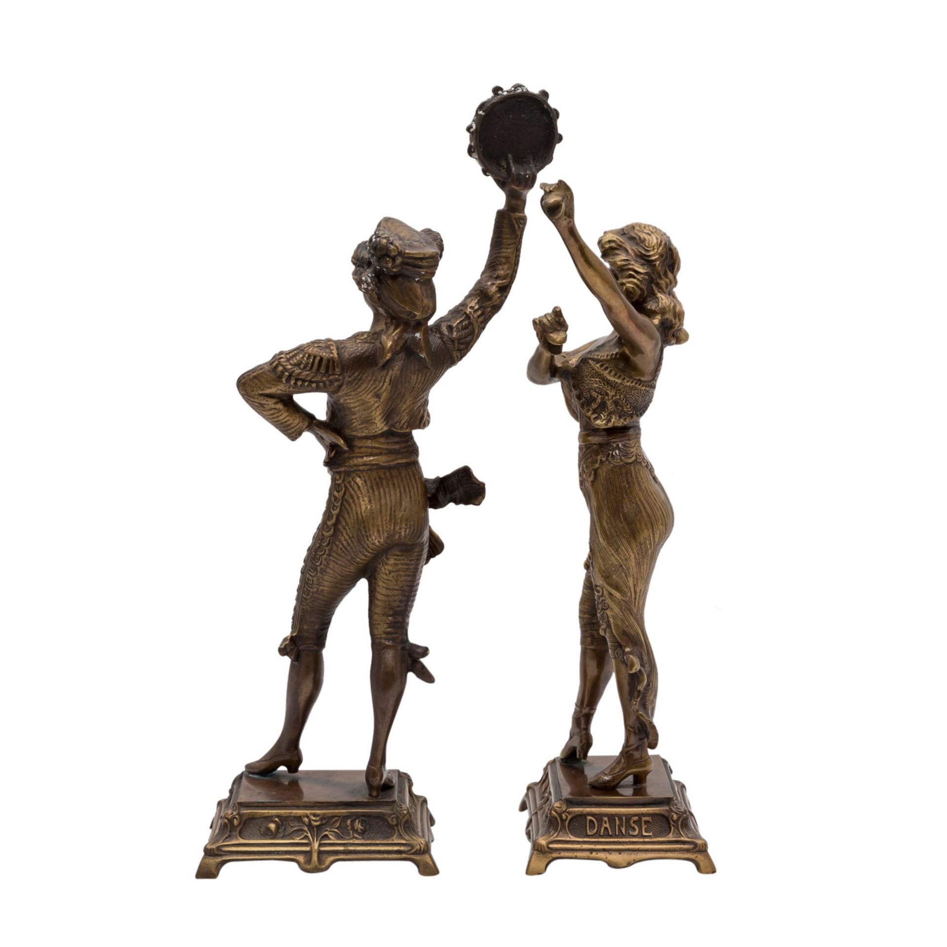 BILDHAUER 19./20. Jh., Paar allegorische Figuren "Musique" & "Danse",Bronze, vollplastische - Image 2 of 4