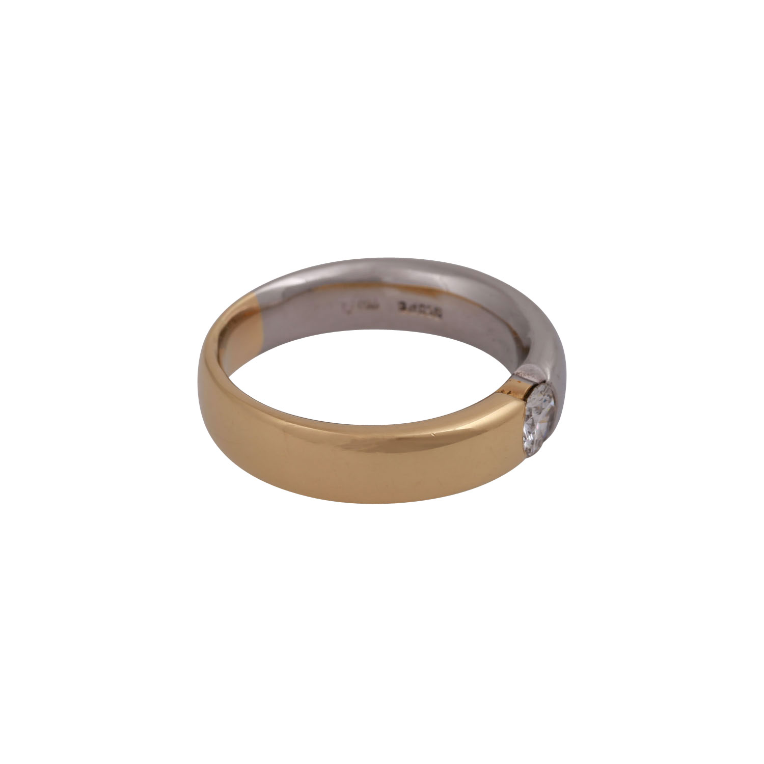 Ring mit Brillant, ca. 0,5 ct,FW (F-G)/SI (punziert), GG 18K/Platin, RW 59, Ende 20. Jh., leichte - Image 2 of 5