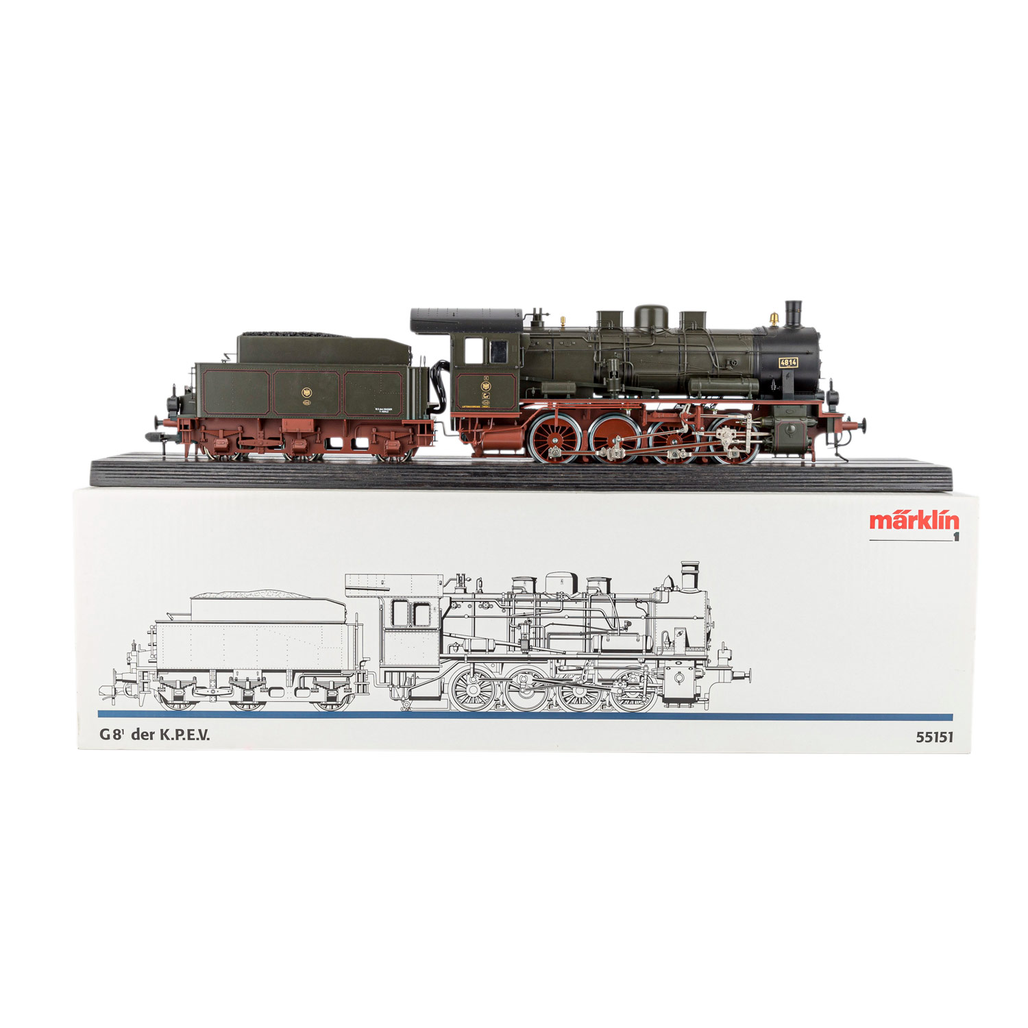 MÄRKLIN Lokomotive G8 der K.P.E.V mit Schlepptender, Spur 1,BN 4814 mit Kohletender auf